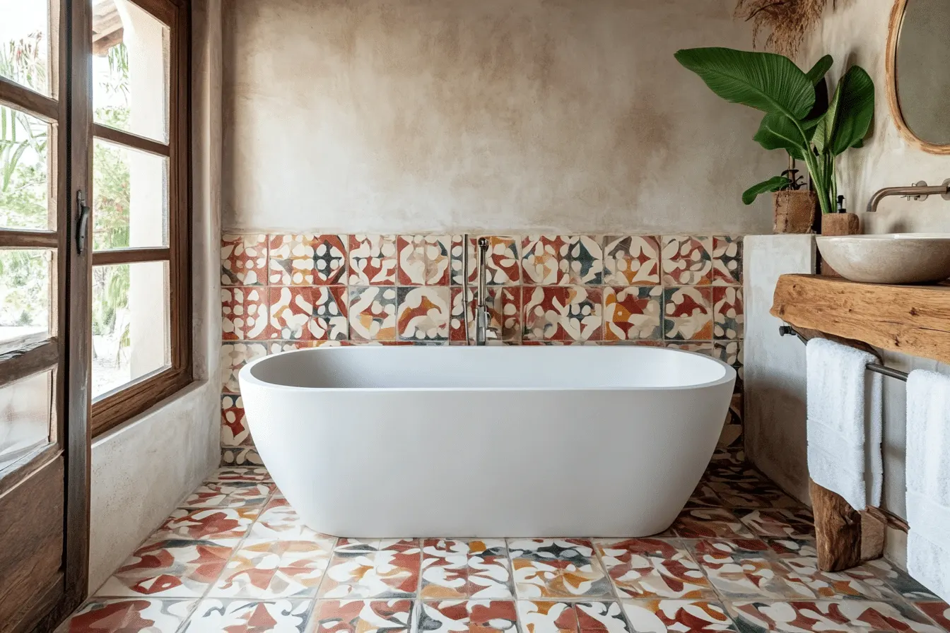 Carreaux de ciment pour une salle de bain élégante : idées déco et inspirations